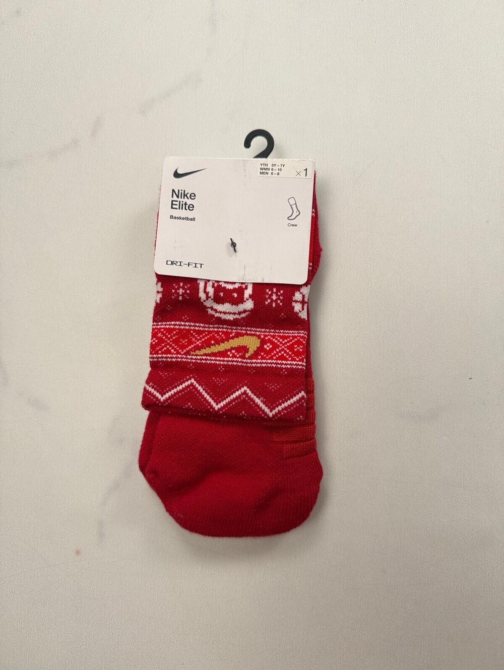 Nike Elite Socks Crew Red Current - M Men 6 - 8 Women 6 - 10 Youth 5Y - 7Y